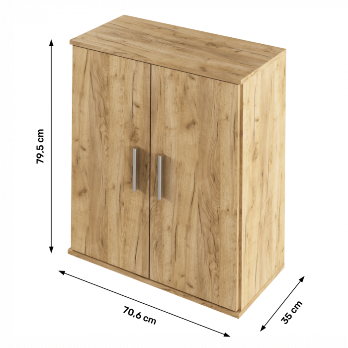 Comoda 2 usi , stejar artisan,  70,6x35x79,5 cm, canturi abs [3]
