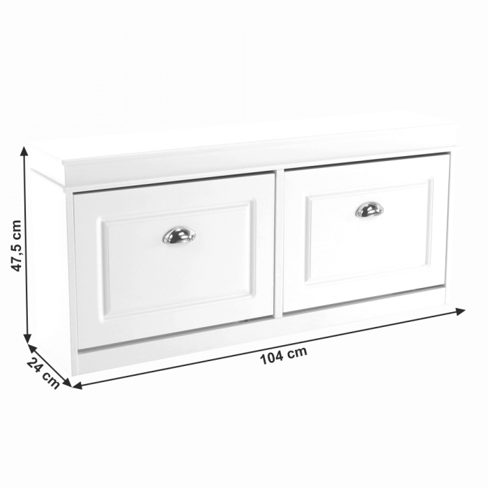 Pantofar cu 2 compartimente, suporturi duble, mdf/pal alb,104x48x24 cm , Bortis Impex [3]
