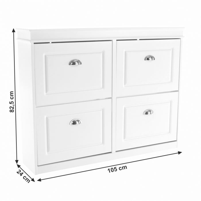 Pantofar mdf/pal alb , 4 compartimente , suporturi inclinabile duble , Bortis Impex [3]