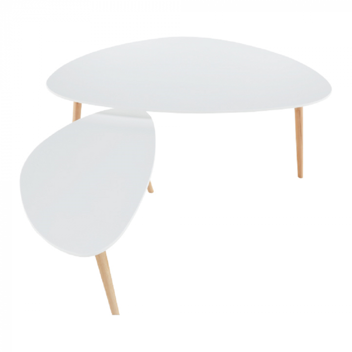 Set 2 măsuţe de cafea, alb/fag, FOLKO NEW [6]