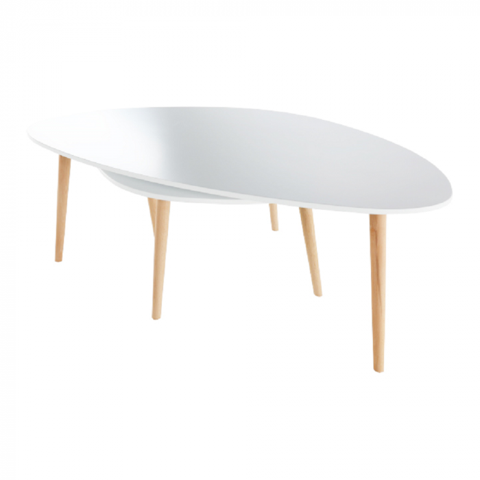 Set 2 măsuţe de cafea, alb/fag, FOLKO NEW [13]