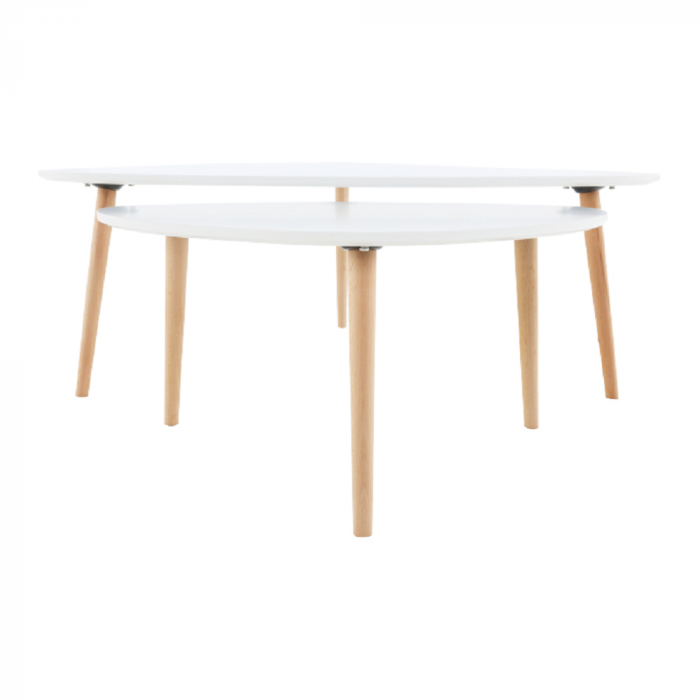 Set 2 măsuţe de cafea, alb/fag, FOLKO NEW [10]