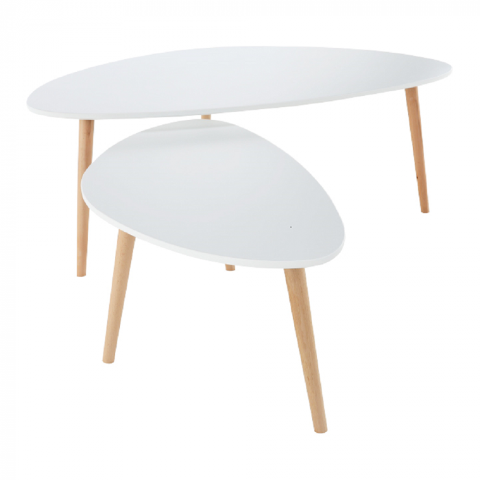 Set 2 măsuţe de cafea, alb/fag, FOLKO NEW [4]
