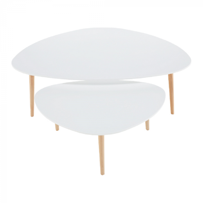 Set 2 măsuţe de cafea, alb/fag, FOLKO NEW [5]