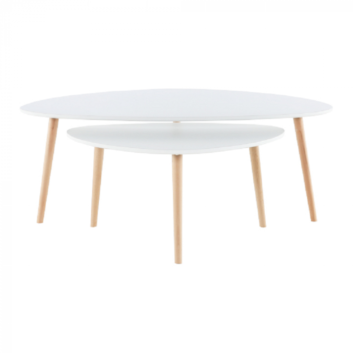 Set 2 măsuţe de cafea, alb/fag, FOLKO NEW [9]