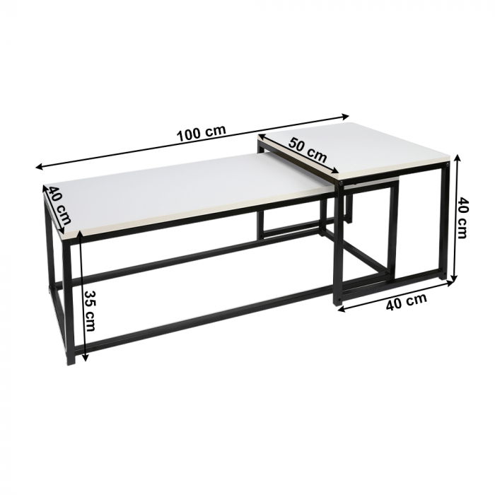 Set 2 măsuţe de cafea, alb mat/negru, KASTLER NEW TYP 2 [4]