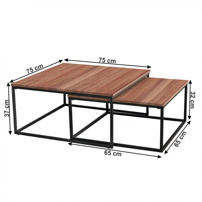 Set 2 măsuţe de cafea, nuc/negru, KASTLER NEW TYP 1 [2]