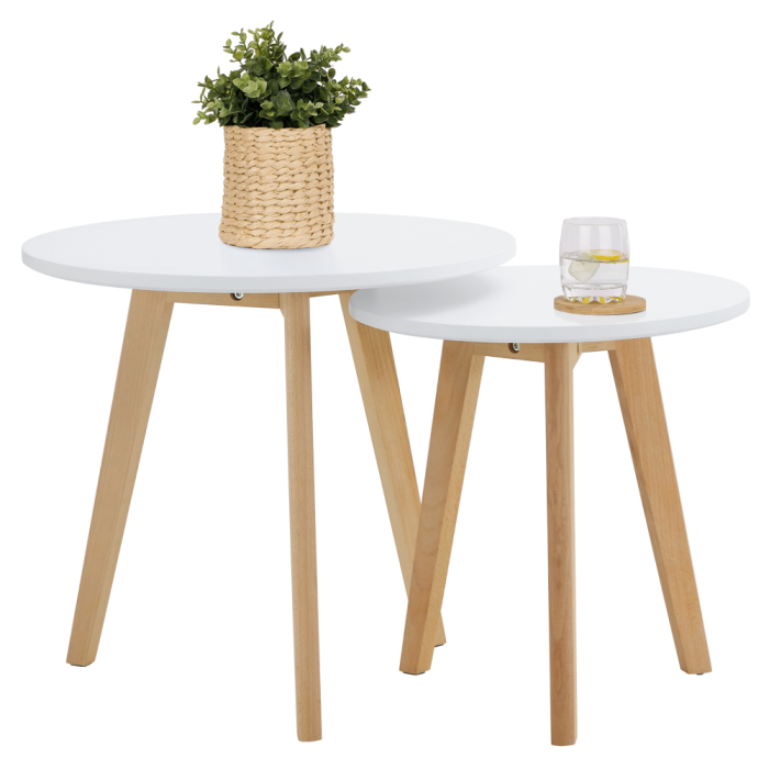 Set 2 măsuţe pt. cafea, alb/fag, MALTO 2 NEW [5]