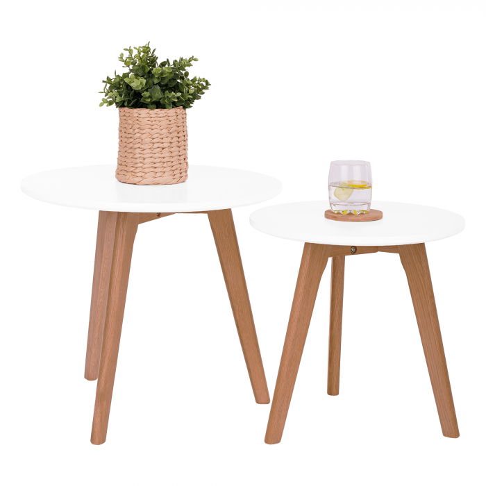 Set 2 măsuţe pt. cafea, alb/fag, MALTO NEW [2]