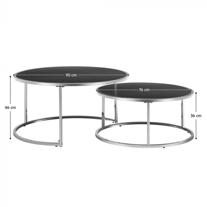 Set 2 mese de cafea, argintiu/negru, moderne, pentru living , hol , spatii comerciale [6]