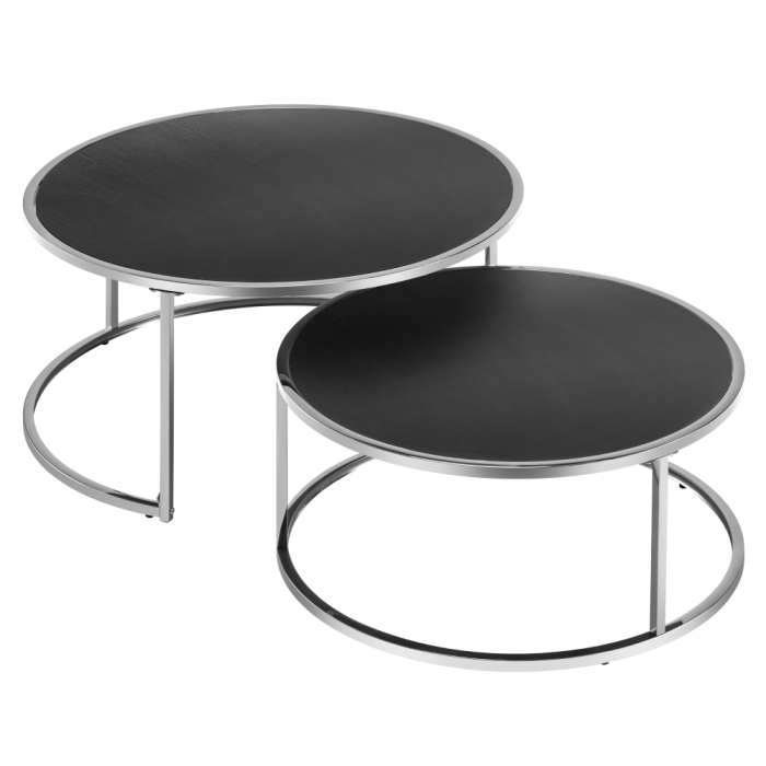 Set 2 mese de cafea, argintiu/negru, moderne, pentru living , hol , spatii comerciale [2]