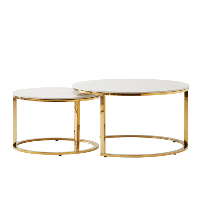 Set 2 mese de cafea, auriu/imitaţie de marmură, DEVNET 2 NEW [2]
