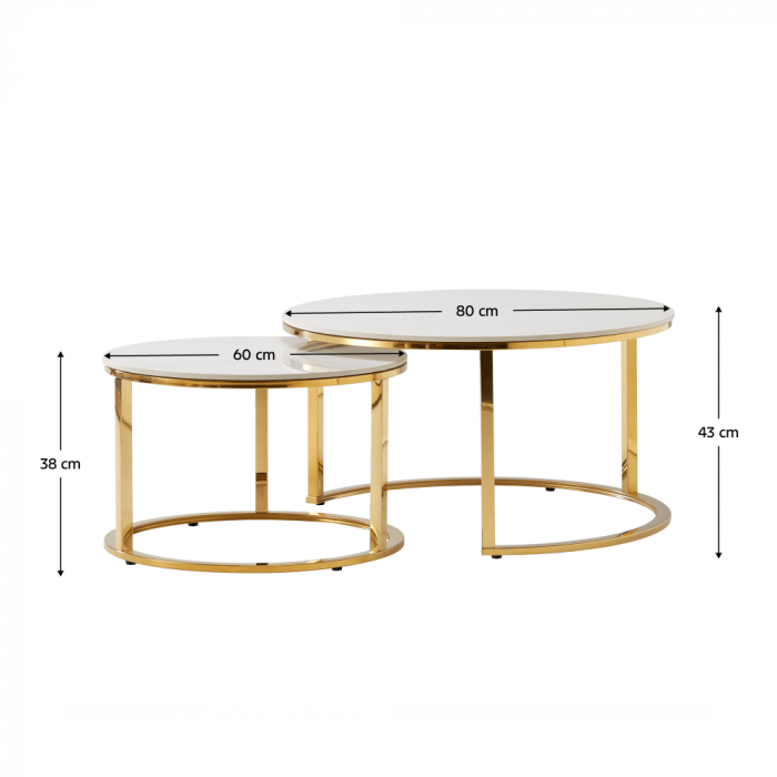 Set 2 mese de cafea, auriu/imitaţie de marmură, DEVNET 2 NEW [6]