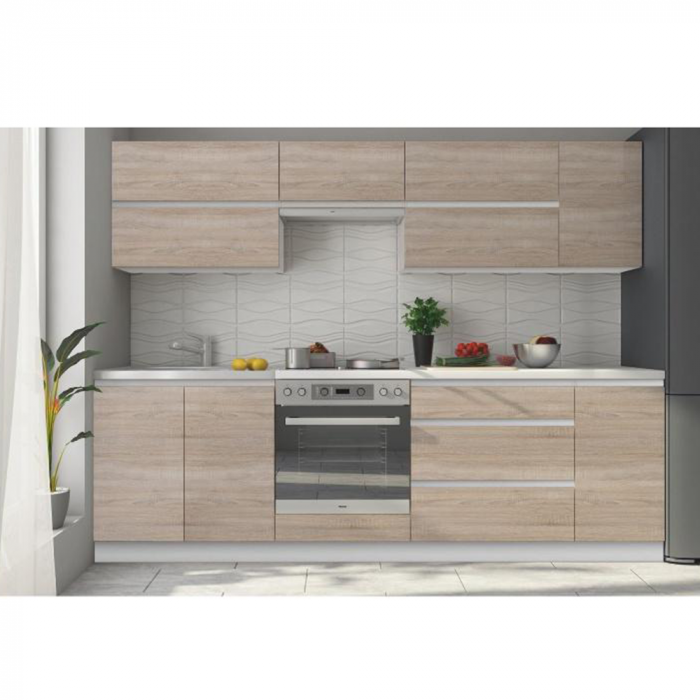 Set bucatarie 2,6 m, alb/stejar sonoma, LINE [4]