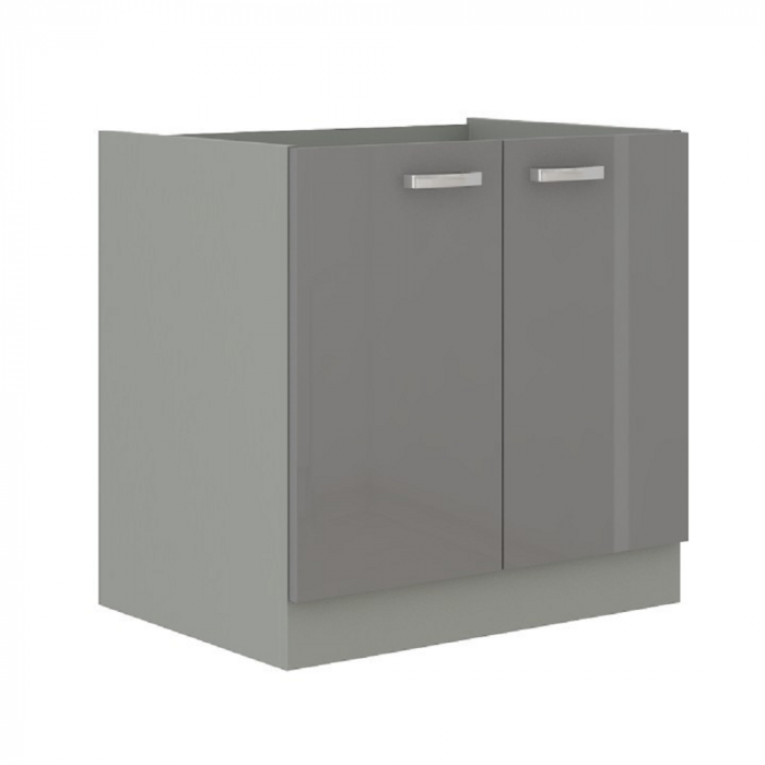 Set Bucatarie 260 cm, mdf crem-gri extralucios/pal gri, usi si sertare cu inchidere silentioasa, Bortis Impex [3]