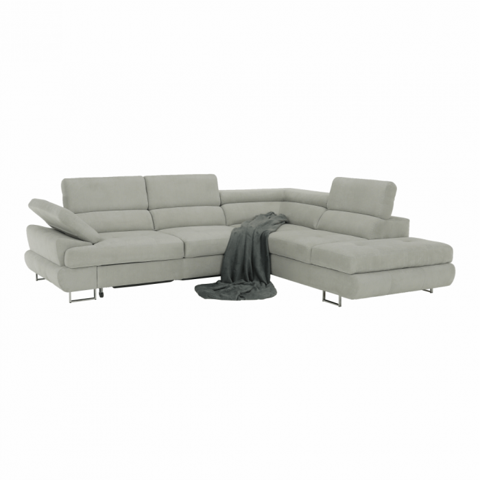 Set canapea cu spaţiu de depozitare, gri deschis, material textil, dreapta, BUTON R [8]