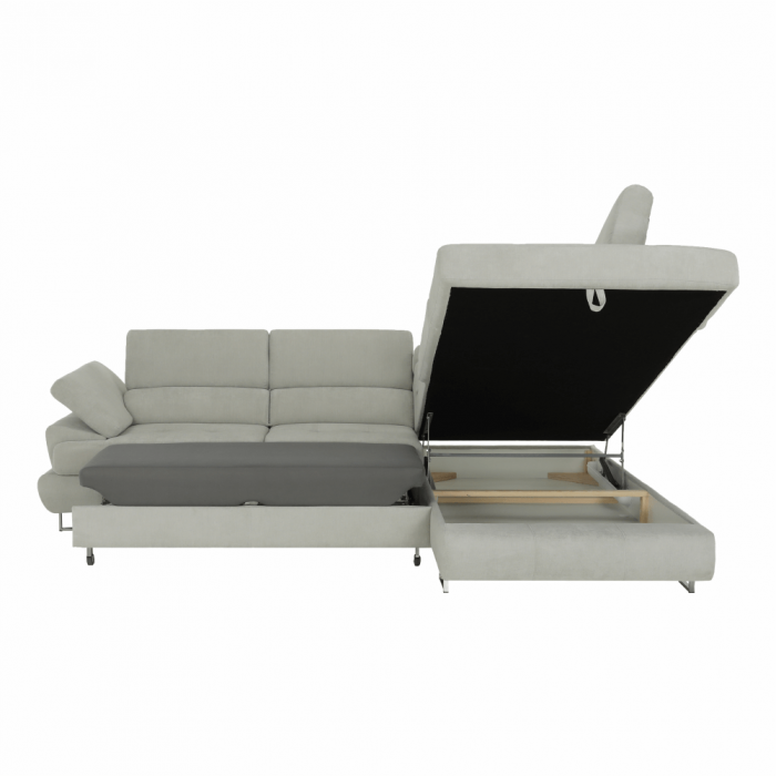 Set canapea cu spaţiu de depozitare, gri deschis, material textil, dreapta, BUTON R [27]