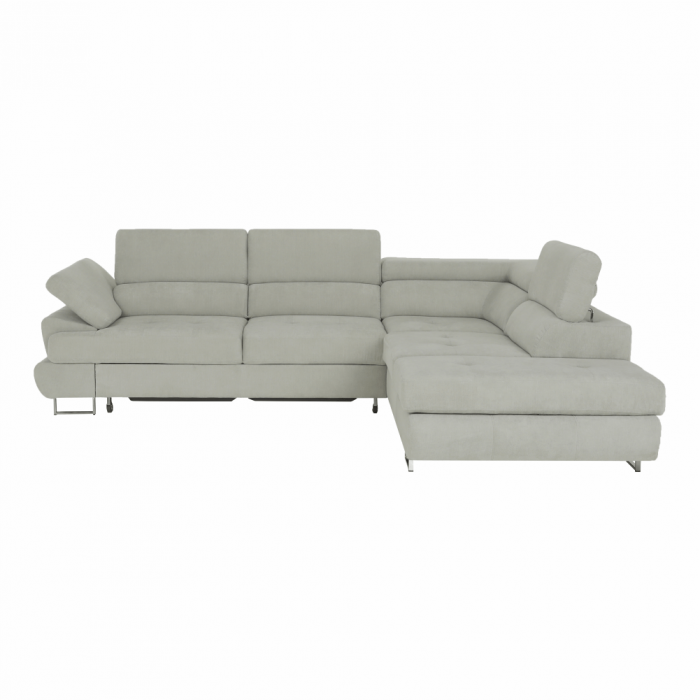 Set canapea cu spaţiu de depozitare, gri deschis, material textil, dreapta, BUTON R [3]