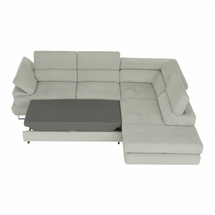 Set canapea cu spaţiu de depozitare, gri deschis, material textil, dreapta, BUTON R [24]