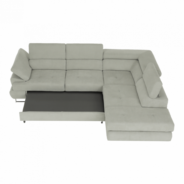 Set canapea cu spaţiu de depozitare, gri deschis, material textil, dreapta, BUTON R [26]