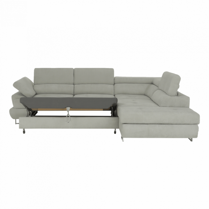 Set canapea cu spaţiu de depozitare, gri deschis, material textil, dreapta, BUTON R [28]