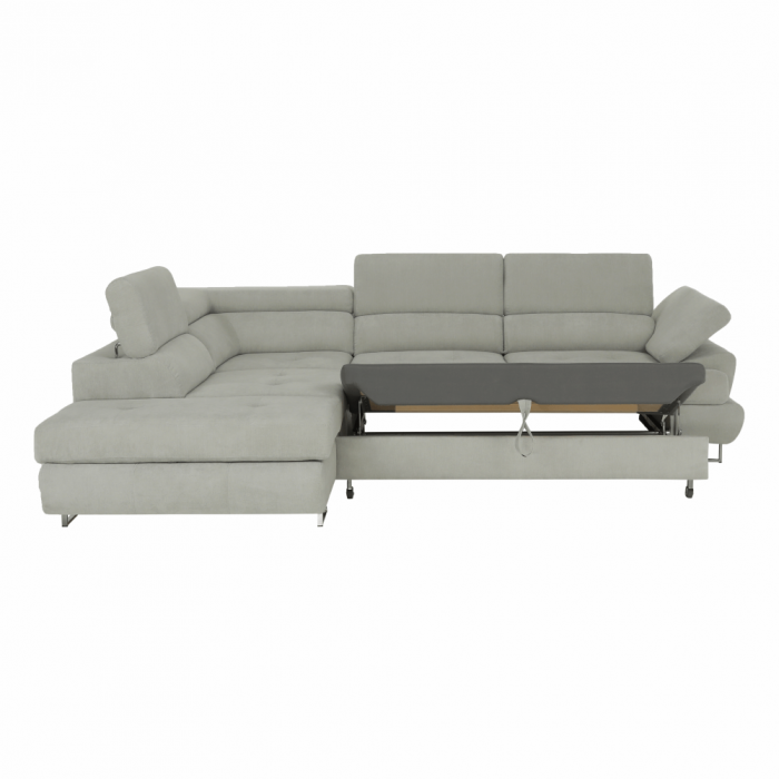 Set canapea cu spaţiu de depozitare, gri deschis, material textil, stânga, BUTON R [16]