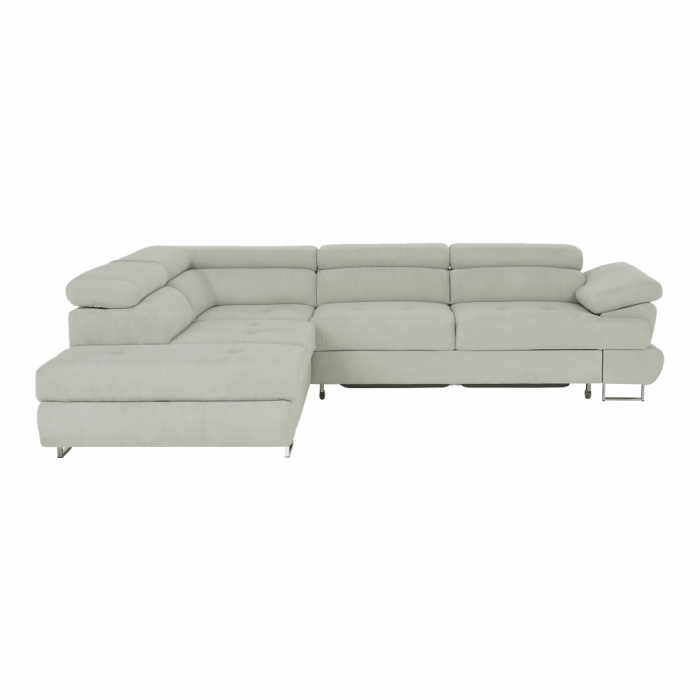 Set canapea cu spaţiu de depozitare, gri deschis, material textil, stânga, BUTON R [8]