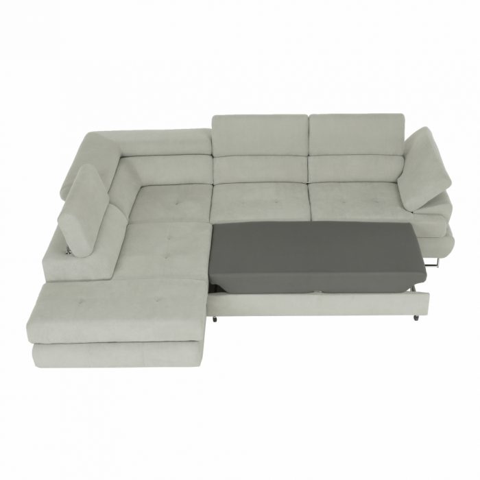 Set canapea cu spaţiu de depozitare, gri deschis, material textil, stânga, BUTON R [20]