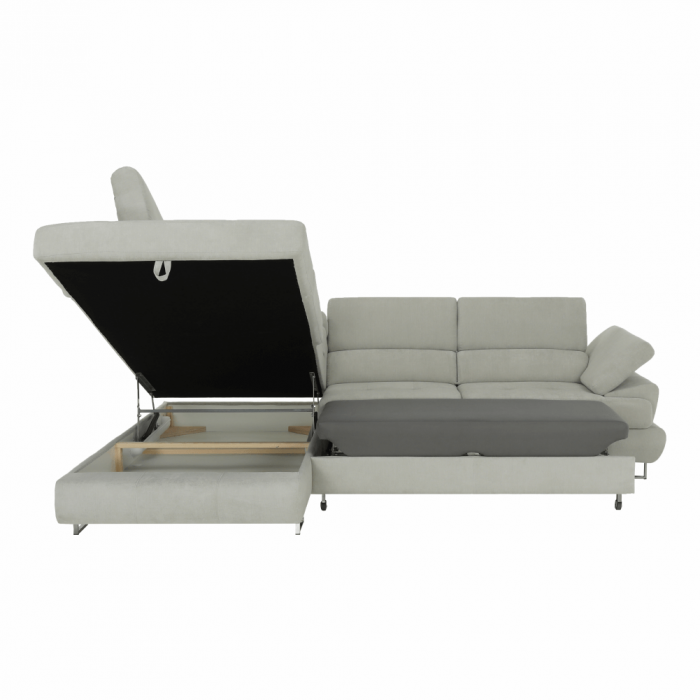 Set canapea cu spaţiu de depozitare, gri deschis, material textil, stânga, BUTON R [17]