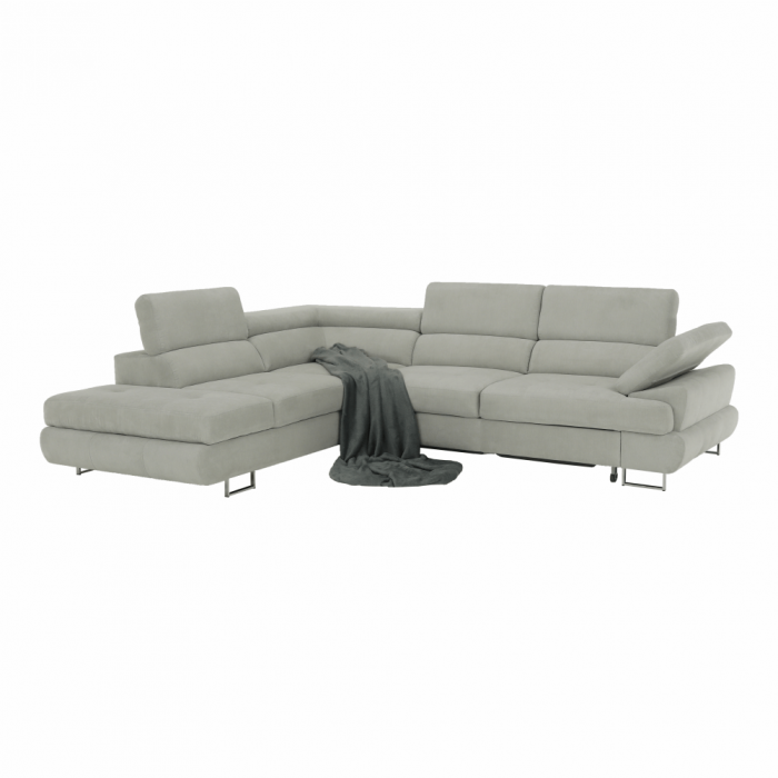 Set canapea cu spaţiu de depozitare, gri deschis, material textil, stânga, BUTON R [9]