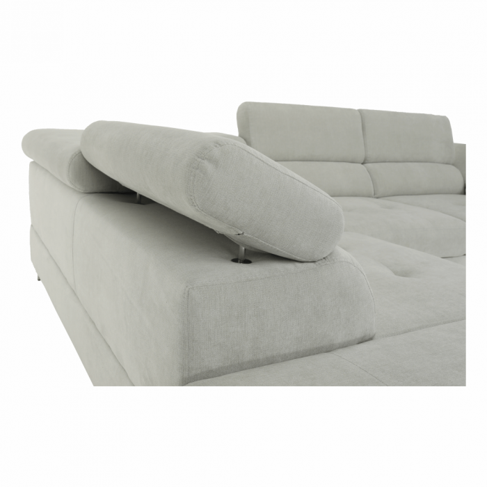 Set canapea cu spaţiu de depozitare, gri deschis, material textil, stânga, BUTON R [24]