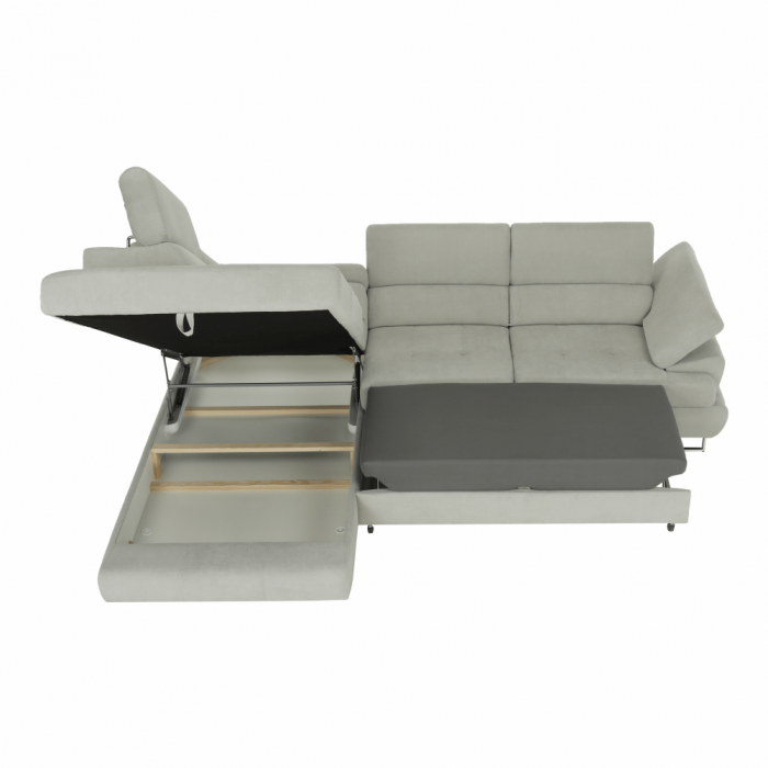 Set canapea cu spaţiu de depozitare, gri deschis, material textil, stânga, BUTON R [19]