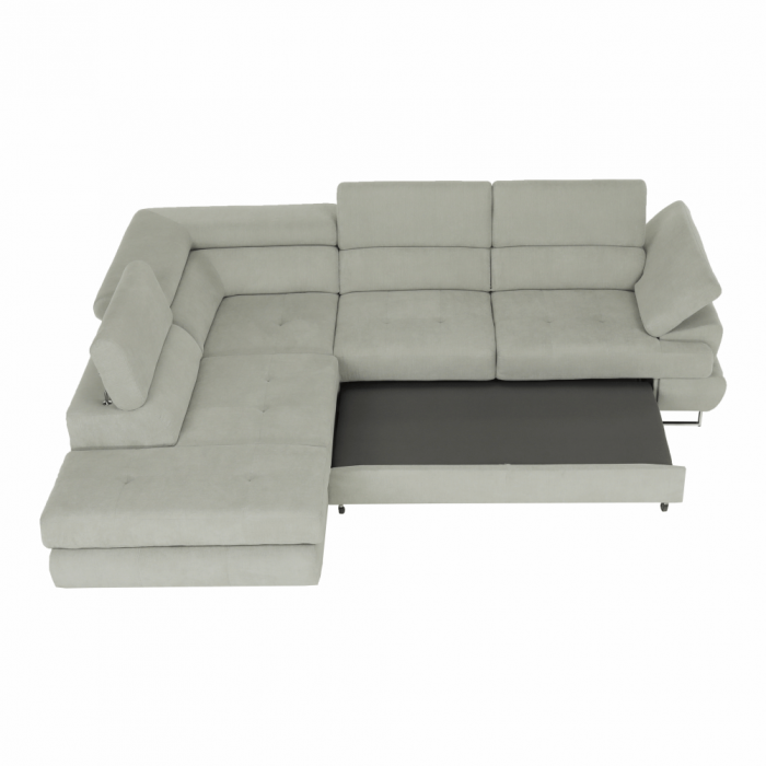 Set canapea cu spaţiu de depozitare, gri deschis, material textil, stânga, BUTON R [18]