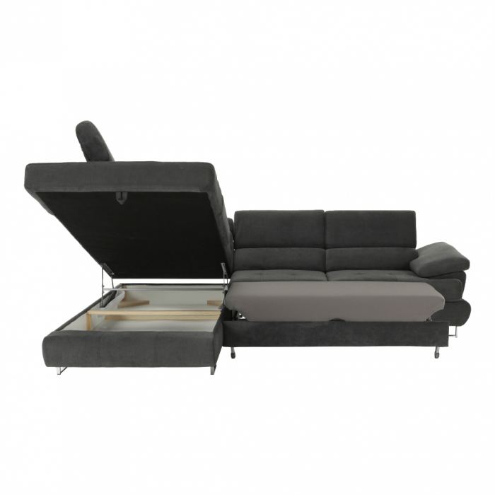 Set canapea cu spaţiu de depozitare, gri, material textil, stânga, BUTON R [25]