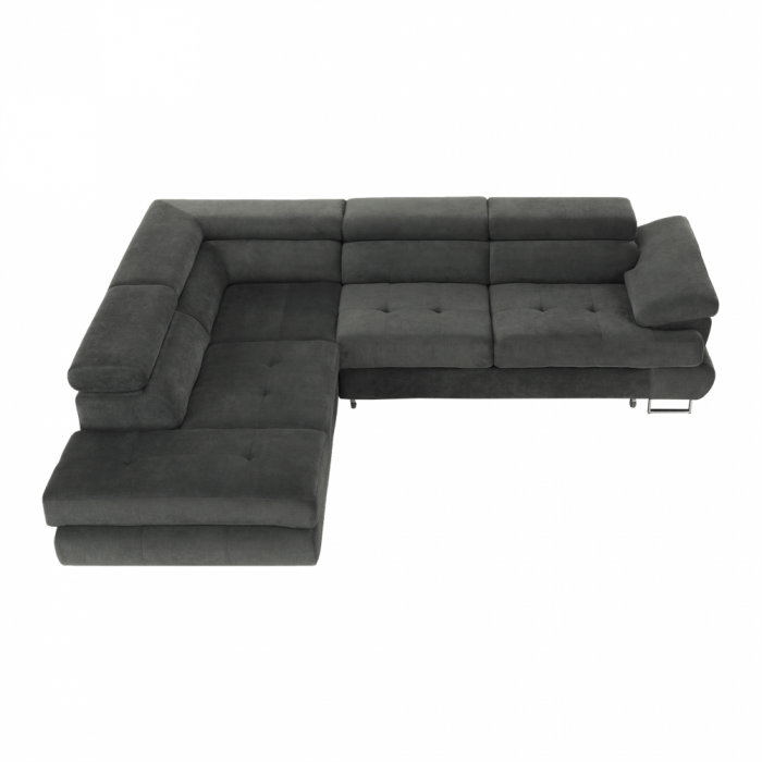 Set canapea cu spaţiu de depozitare, gri, material textil, stânga, BUTON R [24]