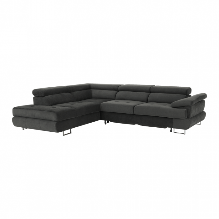 Set canapea cu spaţiu de depozitare, gri, material textil, stânga, BUTON R [1]