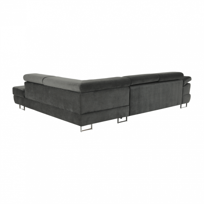 Set canapea cu spaţiu de depozitare, gri, material textil, stânga, BUTON R [6]