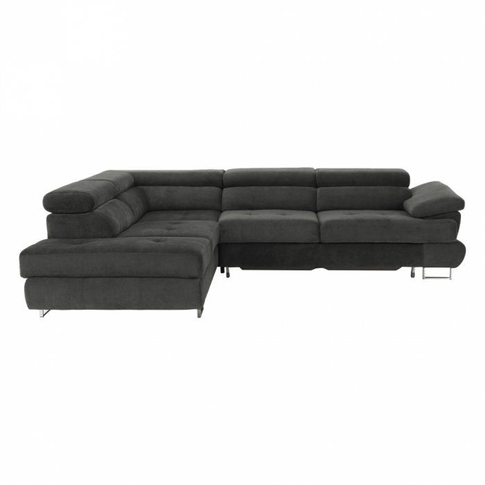 Set canapea cu spaţiu de depozitare, gri, material textil, stânga, BUTON R [10]