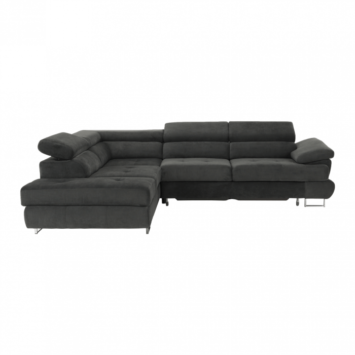 Set canapea cu spaţiu de depozitare, gri, material textil, stânga, BUTON R [13]