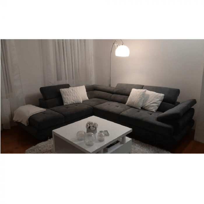Set canapea cu spaţiu de depozitare, gri, material textil, stânga, BUTON R [27]