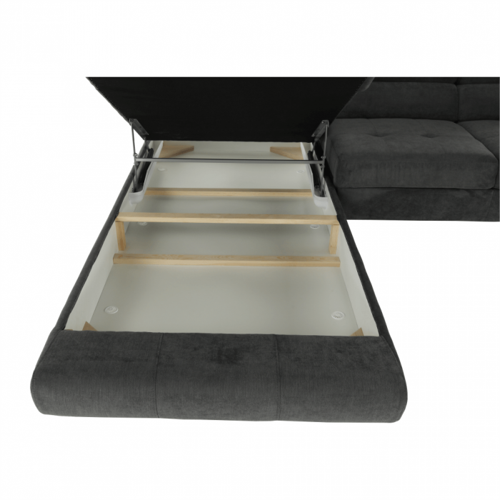Set canapea cu spaţiu de depozitare, gri, material textil, stânga, BUTON R [21]