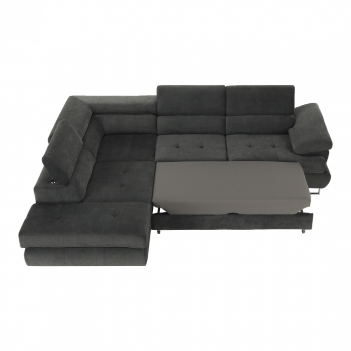Set canapea cu spaţiu de depozitare, gri, material textil, stânga, BUTON R [23]