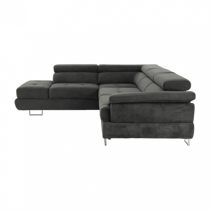 Set canapea cu spaţiu de depozitare, gri, material textil, stânga, BUTON R [8]