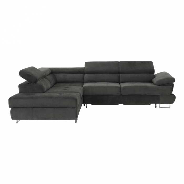 Set canapea cu spaţiu de depozitare, gri, material textil, stânga, BUTON R [12]