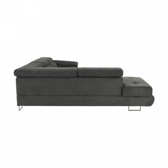 Set canapea cu spaţiu de depozitare, gri, material textil, stânga, BUTON R [5]