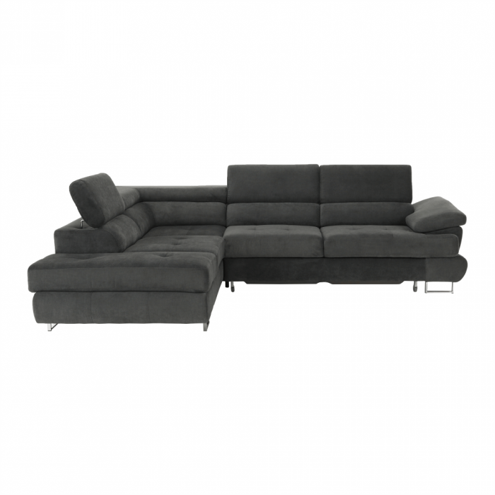 Set canapea cu spaţiu de depozitare, gri, material textil, stânga, BUTON R [11]