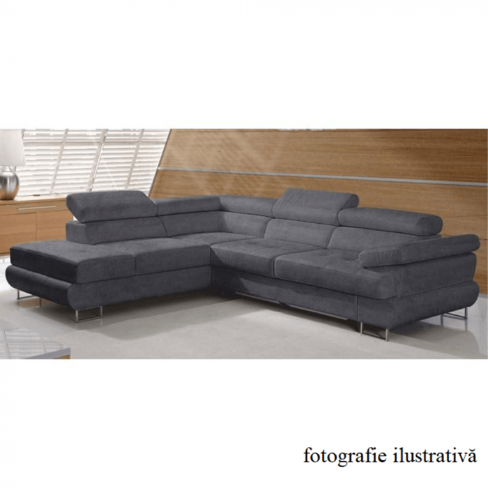 Set canapea cu spaţiu de depozitare, gri, material textil, stânga, BUTON R [2]