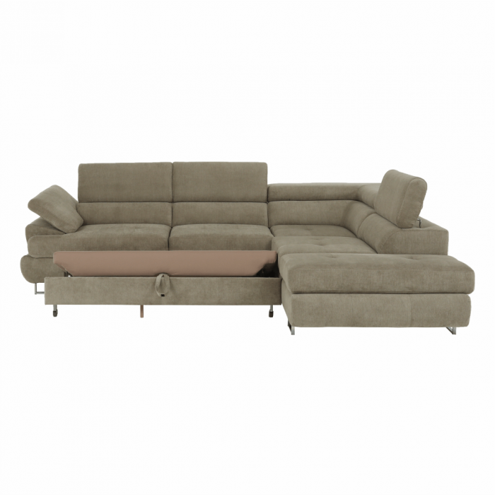 Set canapea cu spaţiu de depozitare, maro deschis melanj, material textil, dreapta, BUTON R [6]