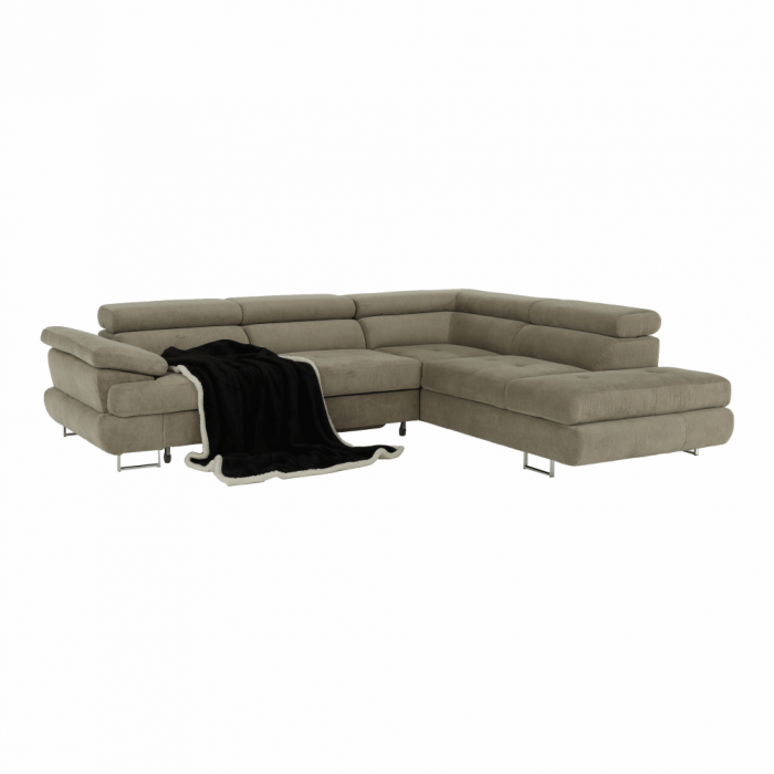 Set canapea cu spaţiu de depozitare, maro deschis melanj, material textil, dreapta, BUTON R [19]