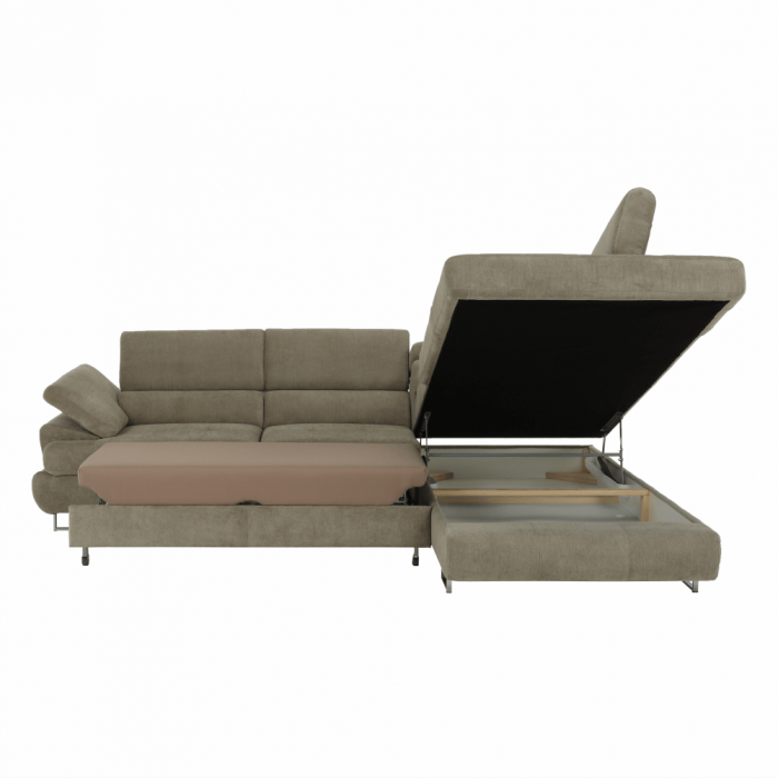 Set canapea cu spaţiu de depozitare, maro deschis melanj, material textil, dreapta, BUTON R [5]